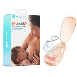 Munchkin® Flow Breastmilk and Latch Monitor, Nipple Shield for Newborn with See-Thru Channel to Check Milk Flow, Breastfeeding Essential and Nursing Support for Mom, Silicone - 20mm