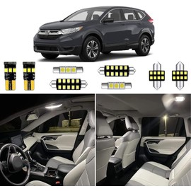 10pcs CRV HRV Interior LED Lights Replacement for 2013 2014 2015 2016 2017 2018 2019 2020 2021 Honda CR-V HR-V 6000k Super Bright White Interior LED Bulbs Replacement Package + Installation Tool