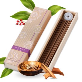 Hasegawa Hyakurakuko Premium Japanese Sandalwood Incense - Long Type, 40 Sticks with Aluminum Holder, 20-30 Min Burn Time, Made in Japan 線香 百楽香 (Palo Santo)