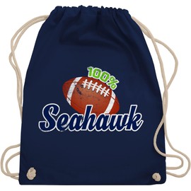 Shirtracer - Gym Bag Backpack - American Football Decoration Superbowl Party - 100% Seahawk, 1 Navy Blue