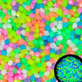 300pc Diamond Shaped Luminous Stone Glow Rocks Small Luminous Pebbles for Fish Tank Aquarium Bonsai Indoor & Outdoor Yard (Color)