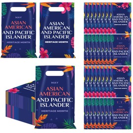 Kolldenn 120 Pcs Asian American and Pacific Islander Heritage Month Plastic Gift Bags Bulk Aapi Goodie Bags with Handle for Asian Pacific American Heritage Month Party Favors Supplies