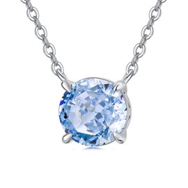 OJK Birthstone Necklace for Women Sterling Silver Choker Pendant Necklace with Crushed Ice Jewelry Birthday Anniversary Valentines Mothers Day Prom Gifts for Her Girls Mom Wife, 0.31'' * 0.31'',