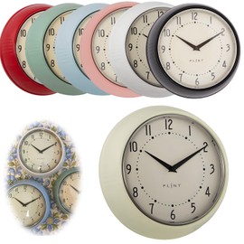 LS-LebenStil Vintage Metal Wall Clock Cream 23 cm Kitchen Clock Office Clock Round Retro Nostalgia Ideal in Bedroom Hallway Office Kitchen Living Room Dining Room Quiet Silent No Ticking with Large