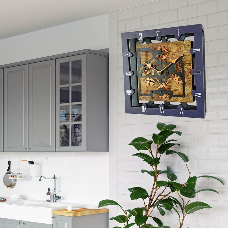 THE GEARS CLOCK Desk Clock 10 Inches with Real Moving