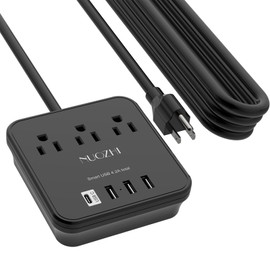 Cruise Essentials,20 Ft Power Strip with 3 Outlets and 4 USB Ports(1 USB C), Non Surge Protector for Cruise Ship, Travel, Home Office, ETL Listed, Black