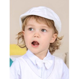 mintgreen Children's Flat Cap Baby Boys Herringbone Tweed Peaked Cap Beret Newsboy Cap, White