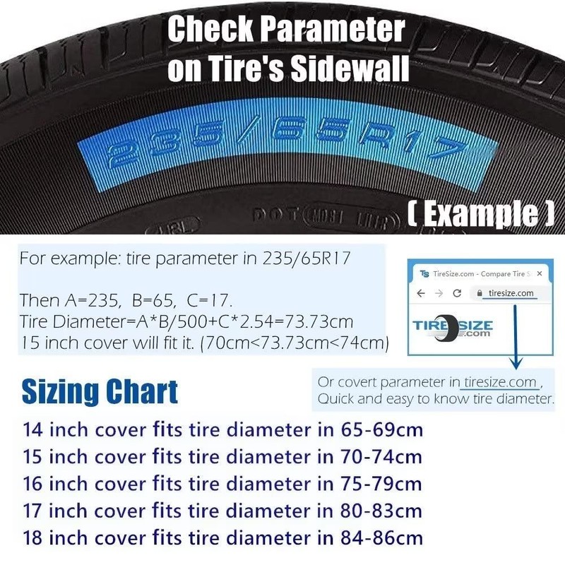 Spare Tire Cover, Black Wheel Cover Waterproof PVC Leather Dust-Proof