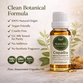 Nativilis Copaiba Balsam Essential Oil (10ml) - 100% Natural (Copaifera Officinalis) GC/MS Tested