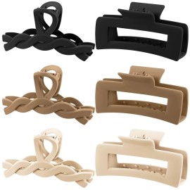 JALIN 6pcs Claw Hair Clips, Neutral Matte, 4.1 Inch Large Hair Clips