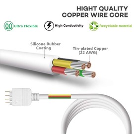 FSJEE 1M 2M 5M RGB Extension Cable with Male Plugs for 4Pin 10mm 5050 RGB LED Strip Light