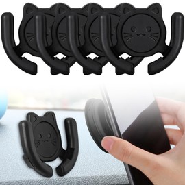 HOMEFOX Multi-Surface Holder Car Mount 4 Pack Compatible for Popsocket Grip Holder for Pop Socket Mount Device Support Accessory Home Office Desk Wall Mount Cute Cat Strong Adhesive Sticky Pad (Black)