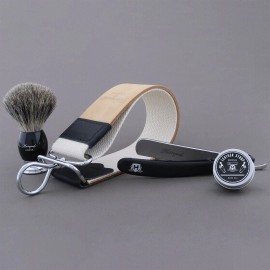 Haryali London 4 Piece Shaving Kit with Straight Razor and Best Badger Shaving Brush