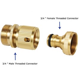 iBamso Brass Hose Connector, 3/4 Inch Garden Hose Quick Coupling Adapter, Female Thread Garden Hose Tap Connector (Pack of 4)