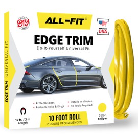 All-Fit Automotive Car Door Edge Protector – Universal DIY Edge Trim to Prevent Scratches & Dings – Flexible Adhesive Molding Trim for Cars, Trucks & SUVs (10 Ft - Yellow)