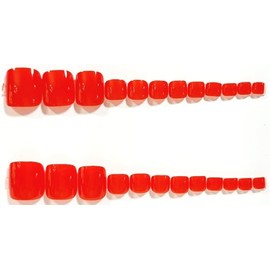 Ruby Red Press-on Toenails - 24 Pieces - Artificial Nail Kit