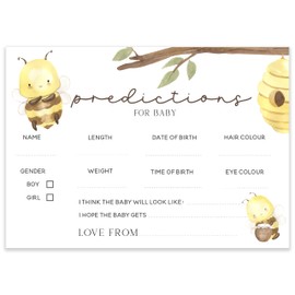 Baby Shower Games - Pack of 20 Baby Prediction Cards- Cute Bumle Bee Design-Unisex (BSBeeP20)