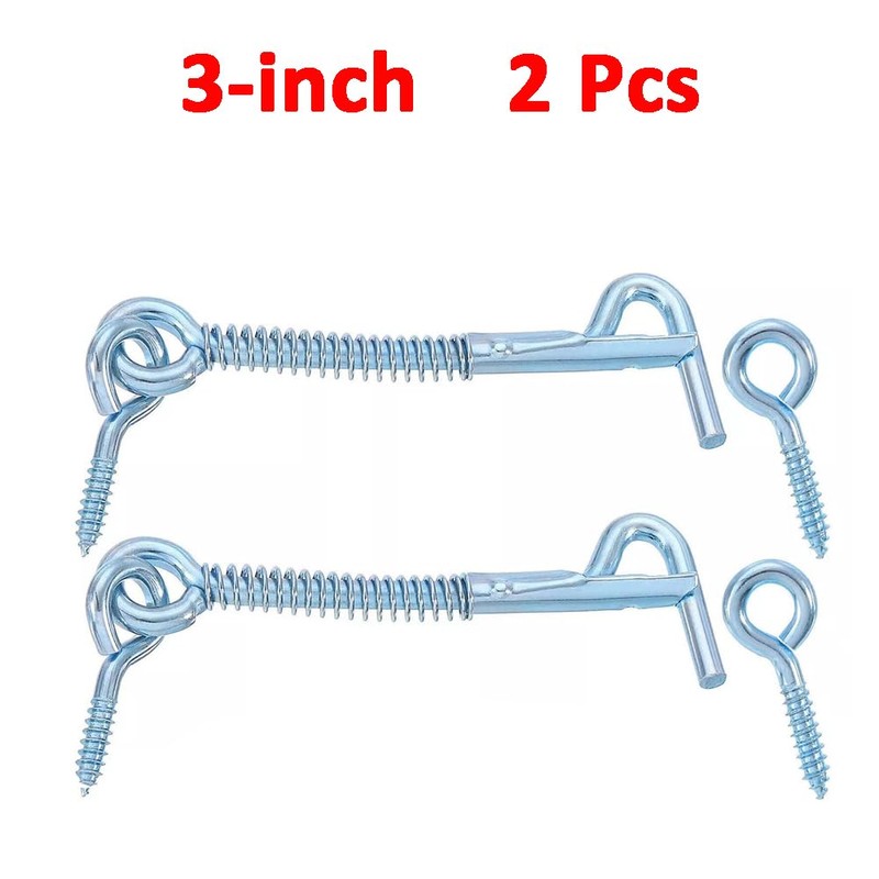 Zinc-Plated Hook and Eye Latch with Spring Lock – 2.5"