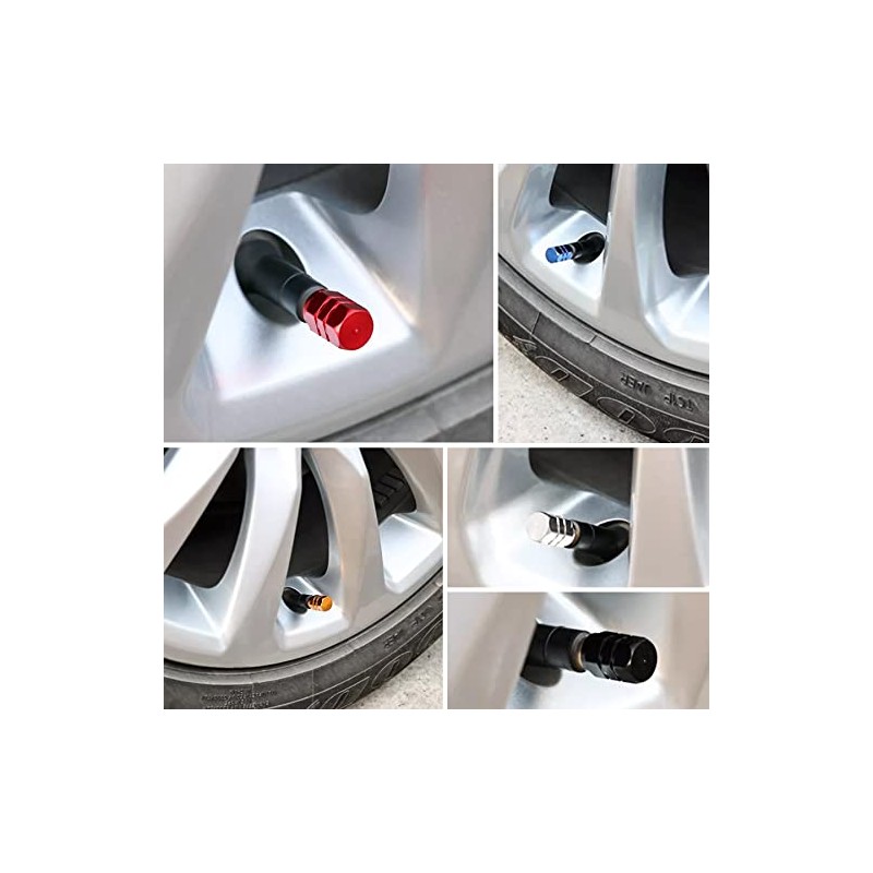 WALWAL Metal Tire Valve Cap, 5 Piece Hex Aluminum Stem