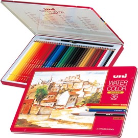 Mitsubishi Pencil UWC36C Watercolor Pencils, Uni-Water Colors, 36 Colors