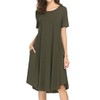 Locryz Womens Pockets Casual Swing Loose T-Shirt Midi Dresses M