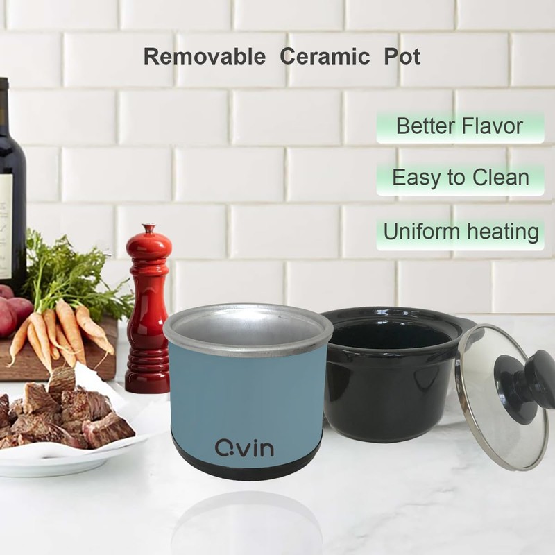 0.65-qt mini Round Slow Cooker, Fondue Melting Pot Warmer with