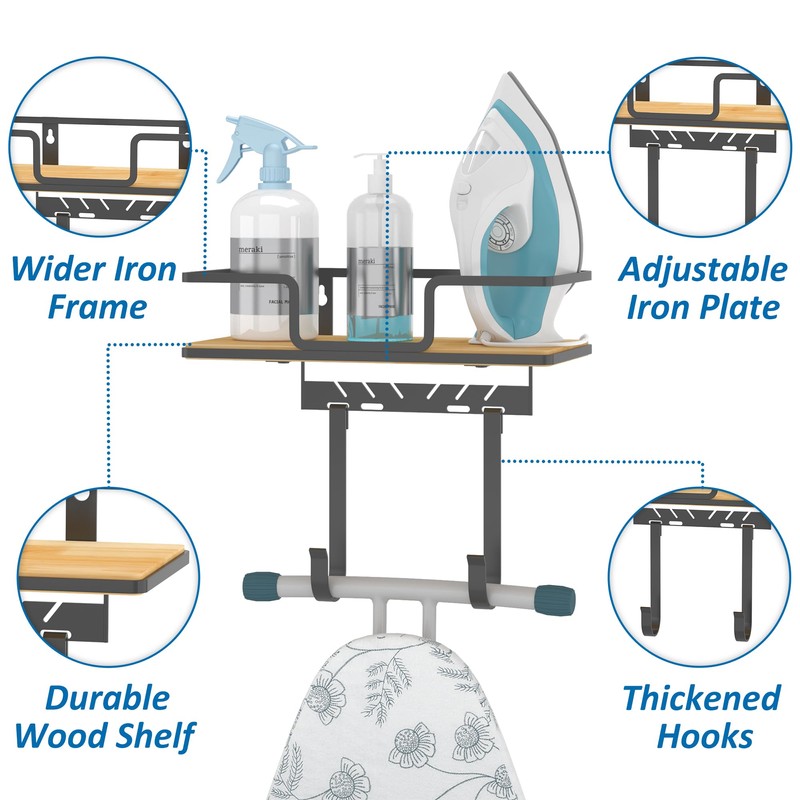 efluky Ironing Board Hanger with Removable Hooks, Ironing Board Holder