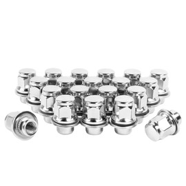 M12x1.25 Lug Nuts with Mag Flat Seat 20 pcs Compatible with Q70 Q45 Q50 G37 I30, 350Z 370Z 200SX, Subaru Forester BRZ Outback WRX Legacy 13/16" 21mm Hex 1.46x1.18 Chrome Wheels Lug Nuts