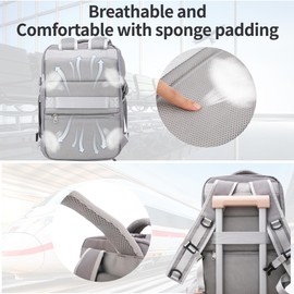 RMW Cabin Bags 40x20x25 for Ryanair Underseat Carry-ons Waterproof Hand Luggage Bag Travel Backpack Cabin Size Underseat Cabin Bag Anti-Theft Pocket Office Daypack School Bag (Grey)