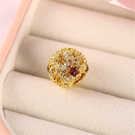 GNOCE Daisy Hollow Charms Bead Sterling Silver 18K Gold Plated with Cubic Zirconia Stones Flower and Ladybird Charm Fit Bracelet/Necklace Gift for Women Girls, Silver