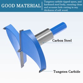 QUARKZMAN 1 x 95 mm Forstner Drill Tungsten Carbide Wood Hole Saw Auger Opener for Furniture Plastic Door Hinge Blue Grey