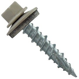 Metal ROOFING SCREWS: (250) 10 x 1" Ash Gray Hex Head Sheet Metal Roof Screw. Self starting metal to wood siding screws. EPDM washer. Colored head