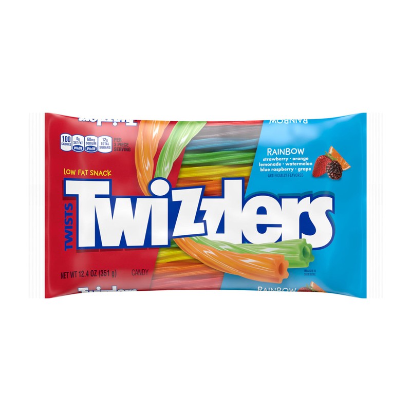 TWIZZLERS Twists Rainbow Flavored Licorice Style, Chewy Candy Bag, 12.4