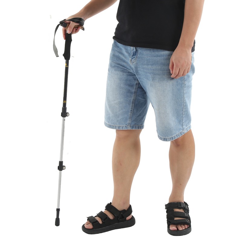 3 Section Retractable Hiking Stick Aluminum Alloy Mountaineering Balance Pole