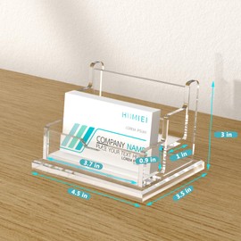 HIIMIEI Business Card Holder for Desk: Acrylic Business Card Holder Display - Multiple Business Card Stand for Office Exhibition Home Restaurant 2 Slot 2 Tier