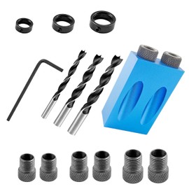 ieron 15 Degree Pocket Hole Screw Jig, 6mm/8mm/10mm Holes, Woodworking Inclined Hole Jig Kit 14Pcs Joint Angle Tool Craft DIY