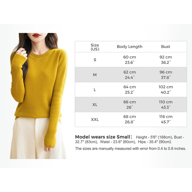 Chanyarn Women's 100% Merino Wool Sweater 2024 Fall Winter Crew