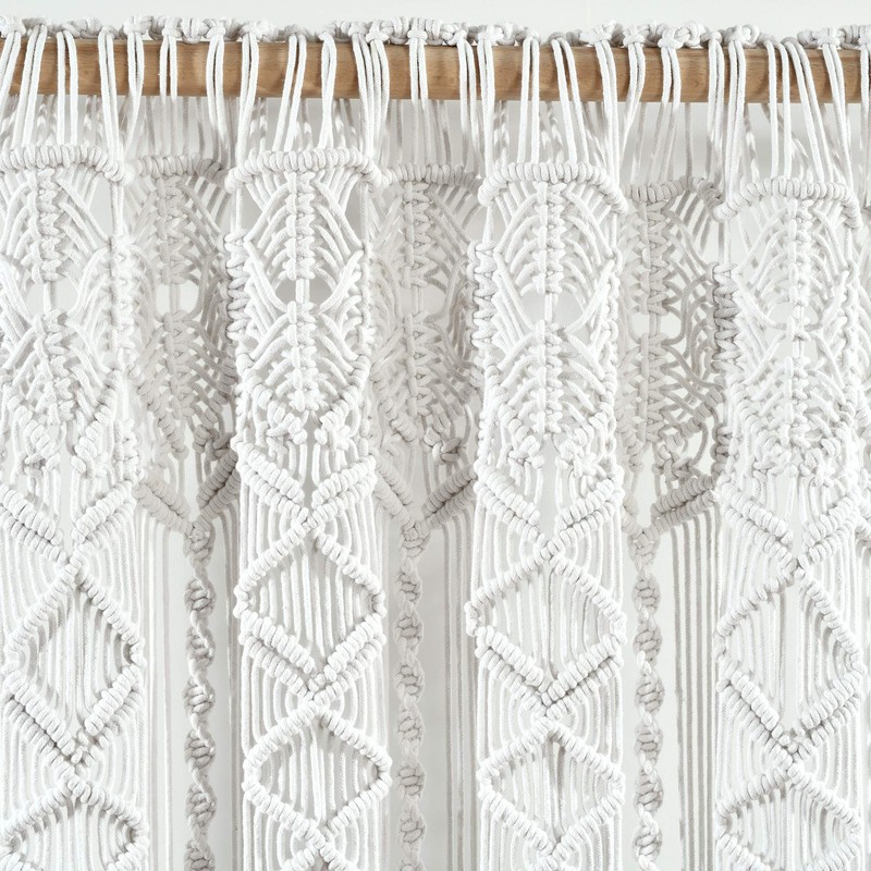 Lush Decor Boho Macrame Textured Cotton Window Curtain Panel, 40"