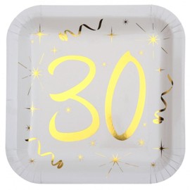 Gold 30th Birthday Party Pack with Plates Napkins and Cups, 30th Birthday Tableware, 30th Party Decorations, Gold 30th Party Set