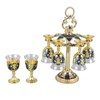 6Pcs Chinese Chalice Retro Style Zinc Alloy Glass Embossed Flower