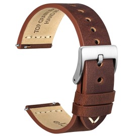 WOCCI Watch Strap, Genuine Leather, Antique Watch Band, Available in 0.67, 0.71, 0.75, 0.79, 0.83, 0.87, 0.94 inches (17, 18, 19, 20, 21, 22, 24 mm), Top-Grain Leather, Quick-Release, Leather