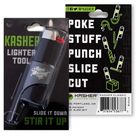 Kasher’s Angela Mazzanti Signatured Lighter Tool with Lighter - Lightweight & Multipurpose Accessory for Lighters - Suitable to use as Pipe Cleaner, Cutter, etc (with Lighter, Black)