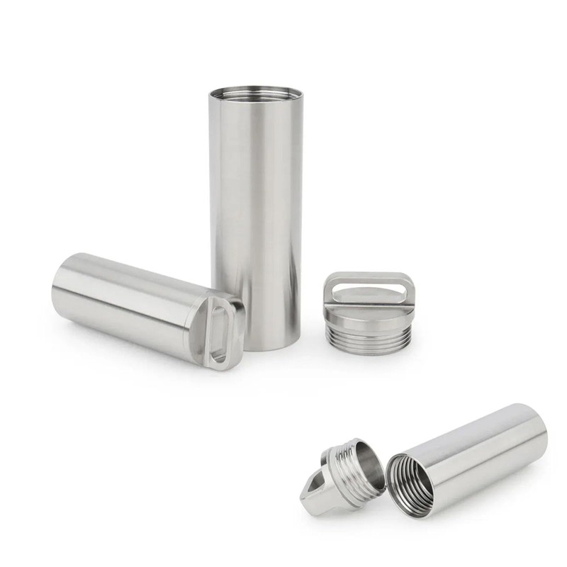 TONYFY Titanium Pill Container Keychain, Waterproof EDC Pill Holder (M)
