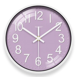 TAHEAT Wall Clock, Decorative Modern Purple Clock for Kitchen Living Room Bedroom Bathroom Office (Small 8 Inch)