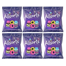 Gustaf's Allsorts Pack of 6 (6.3 oz Bag) Assorted Licorice Candy Variety in a King of Sweets Bulk Bag