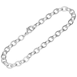 NKlaus 26 cm Anklet 925 Silver Anchor Chain Wide 4.8 mm Wide Women's Ankle Chain 14614, Sterling Silver Silver, No gemstone