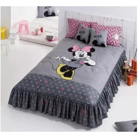Compe Edrecolcha Minnie Gris Matrimonial C/2 Cojines, Algodón