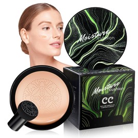 CC Creme BB Cream,Líquida Fundación, Mushroom Head Air Cushion, Base de Maquillaje de Brillo Color Reparación,Larga Duración, Hidratante Permeable (Marfil#01, Maquillaje)