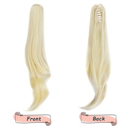 HEWEICSY Ponytail Extension,Blonde Hair Extension Ponytail 22" Long Claw Hair Extension Synthetic Straight Ponytail Clip in Ponytail Wig Daily Fluffy Pony Tail for Women,4.8 OZ,Bleach Blonde