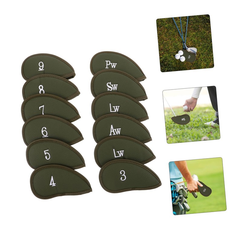 BESPORTBLE 12pcs PU Golf Club Iron Covers Thick Fake Protectors